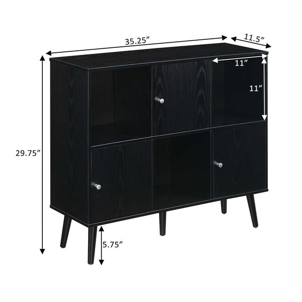 Black Three Door Cabinet Console Table, image 3