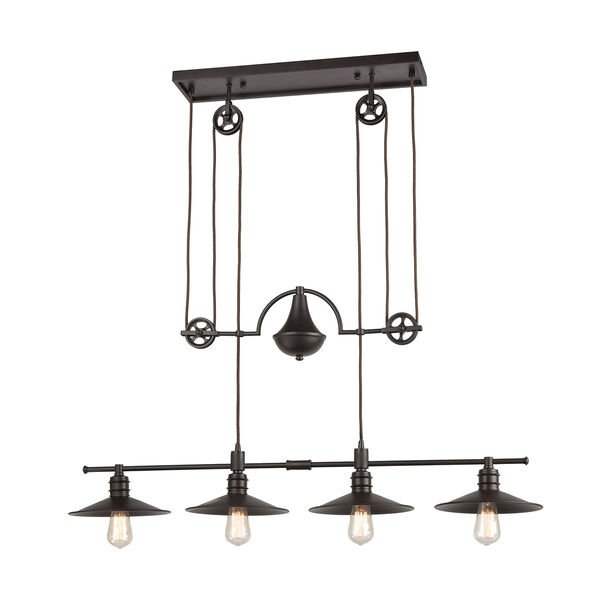 Spindle Wheel Oil Rubbed Bronze Four-Light Pendant, image 1