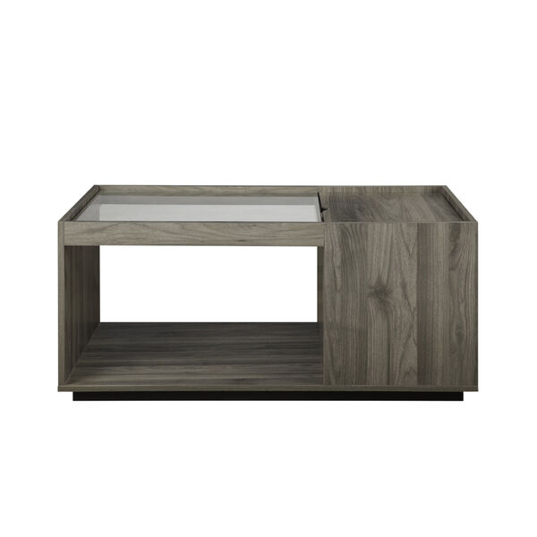 Talia Slate Gray Storage Coffee Table with Glass Top, image 4