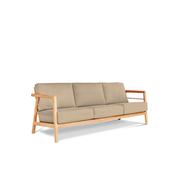 Aalto Natural Teak Deep Seating Four-Piece Outdoor Sofa Set with Sunbrella Fawn Cushion, image 4