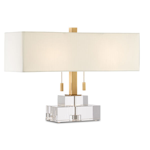 Chiara Clear and Antique Brass Two-Light Table Lamp, image 3