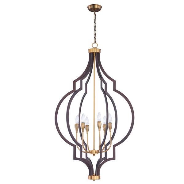 Crest Oil Rubbed Bronze and Antique Brass Six-Light Pendant, image 1