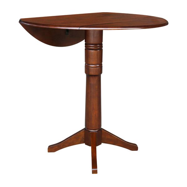 Espresso 42-Inch Round Dual Drop Leaf Pedestal Dining Table, image 3