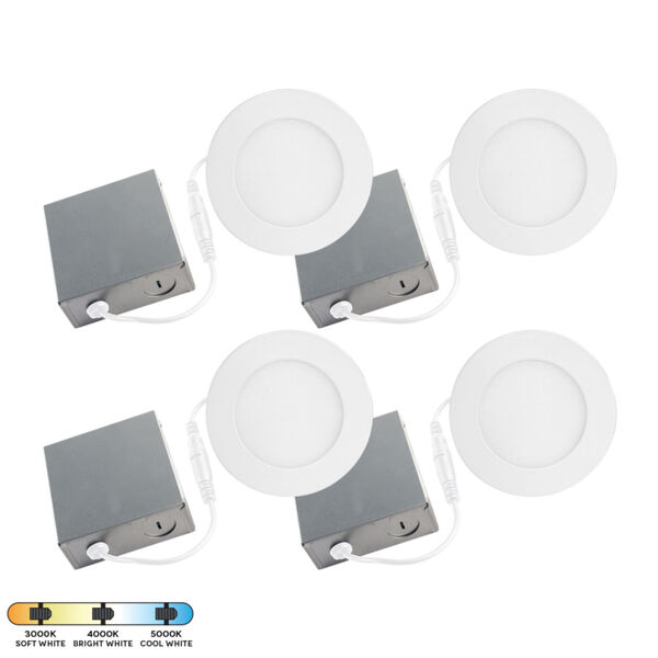 SLIM Matte White LED Recessed Fixture, Pack of 4, image 1