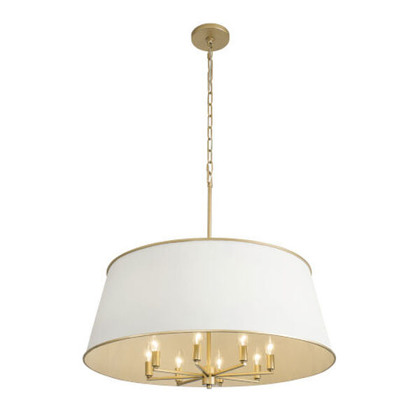 Coco Matte White and French Gold Eight-Light Pendant, image 2