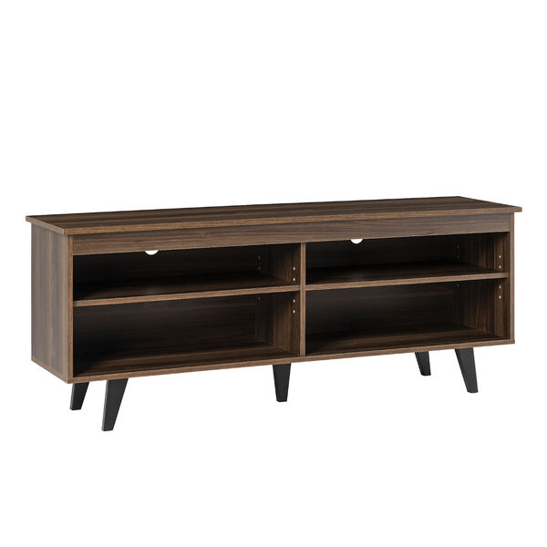 Dark Walnut TV Stand with Four Shelves, image 1