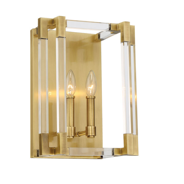 Prima Vista Aged Antique Brass Two-Light Wall Sconce, image 1