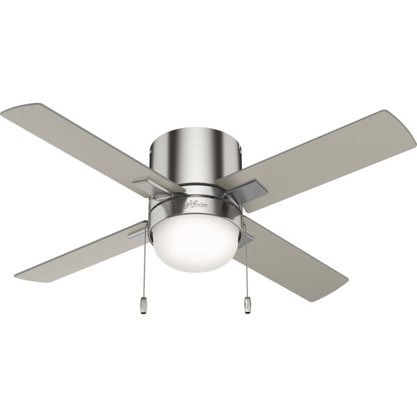 Minikin Brushed Nickel 44-Inch Low Profile Ceiling Fan with LED Light Kit and Pull Chain, image 1