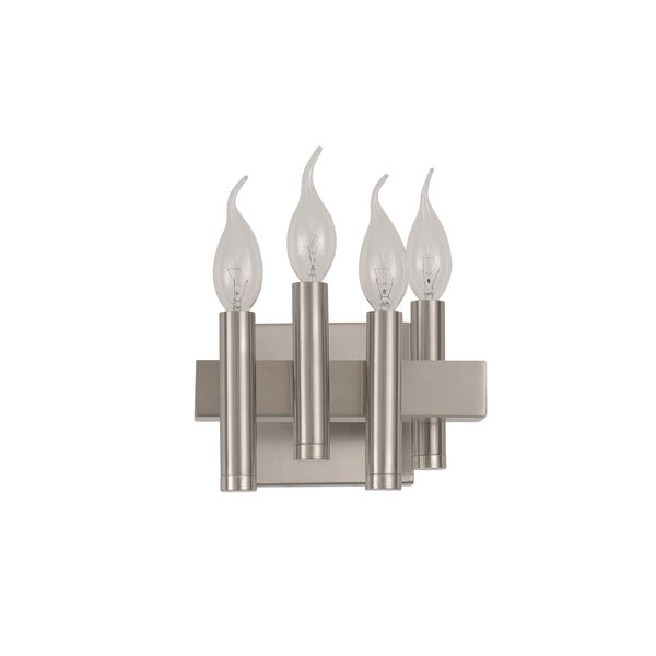 Collette Satin Nickel Four-Light Right Facing Flames Bath Vanity, image 2