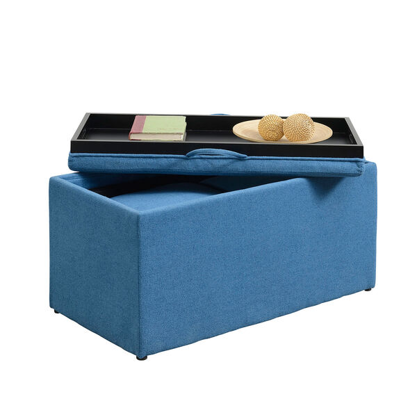 Designs4Comfort Soft Blue Sheridan Storage Bench with 2 Side Ottomans, image 3