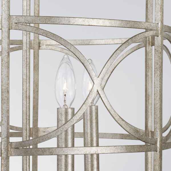 Sylvia Antique Silver Four-Light Caged Lantern Foyer, image 4