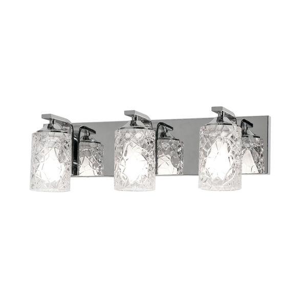 Annabel Polished Chrome Three-Light Vanity with Clear Glass, image 1