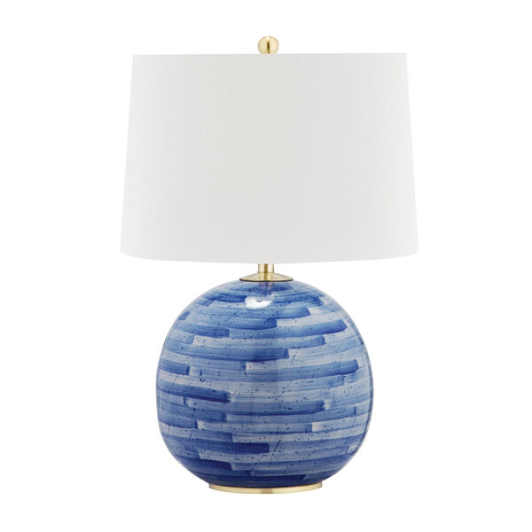 Laurel Aged Brass and Blue One-Light Accent Table Lamp, image 1