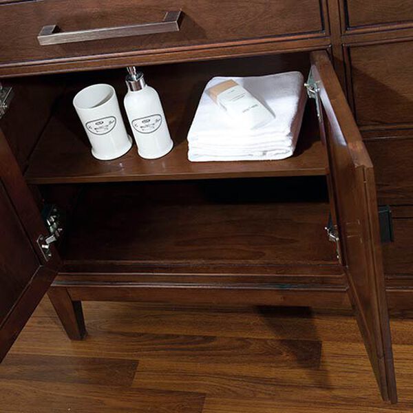 Madison Tobacco 72-Inch Double Sink Vanity with Carrera White Marble Top, image 2
