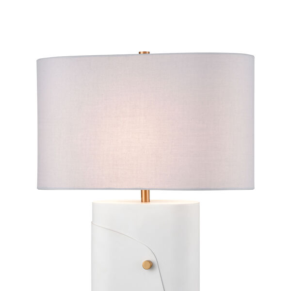 Status Matte White and Aged Brass One-Light Table Lamp, image 3