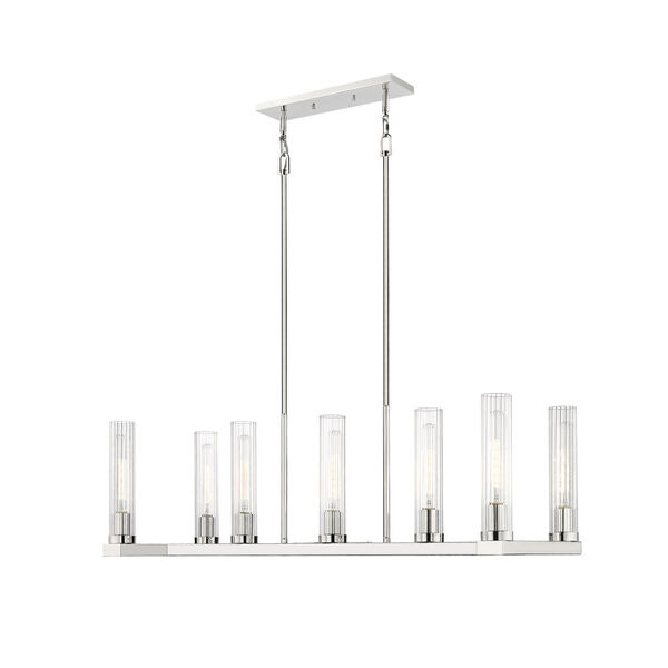 Beau Polished Nickel Seven-Light Chandelier with Clear Glass Shade, image 5