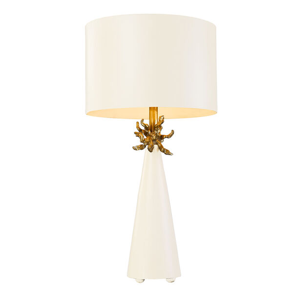 Neo French White and Gold Leaf One-Light Table Lamp, image 1