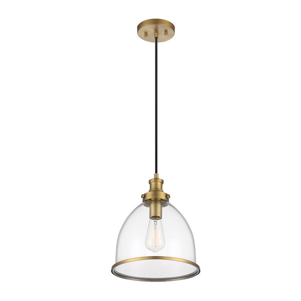 Lowry Natural Brass 11-Inch One-Light Pendant with Clear Glass, image 4