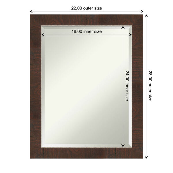 Wildwood Brown 22W X 28H-Inch Bathroom Vanity Wall Mirror, image 6