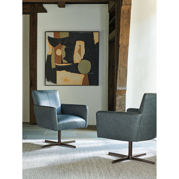 Gray and Bronze Brooks Leather Swivel Chair, image 3