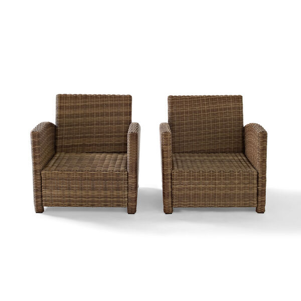 Bradenton 2 Piece Outdoor Wicker Seating Set with Sangria Cushions - Two Arm Chairs, image 4