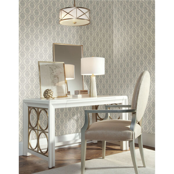 Damask Resource Library Taupe 20.5 In. x 33 Ft. Petite Ogee Wallpaper, image 2