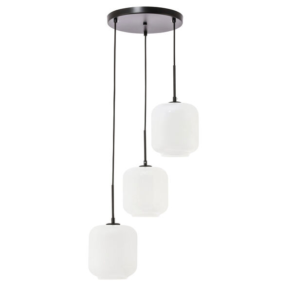 Collier Black 18-Inch Three-Light Pendant with Frosted White Glass, image 5