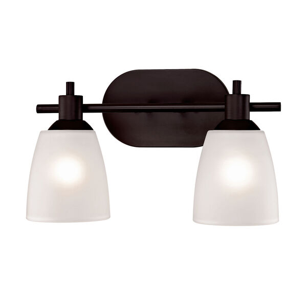 Jackson Oil Rubbed Bronze Two-Light Bath Vanity with White Glass Shade, image 1