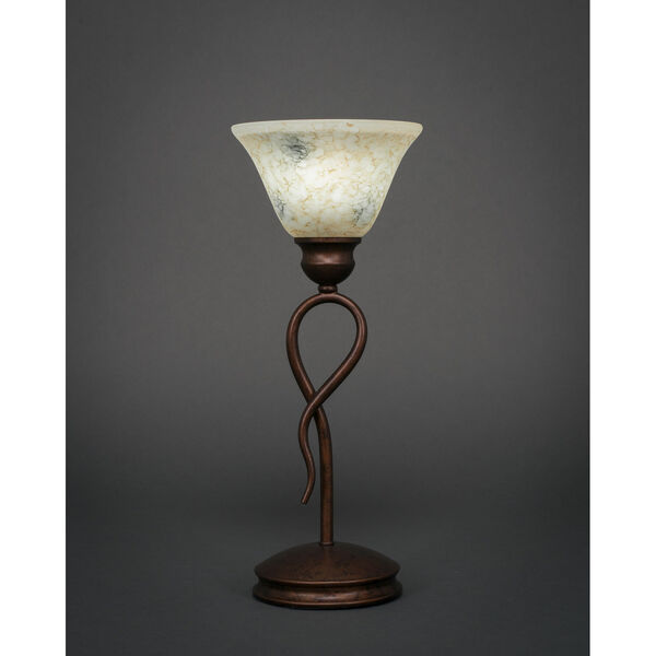 Leaf Bronze One-Light Mini Table Lamp with Italian Marble Glass Shade, image 1