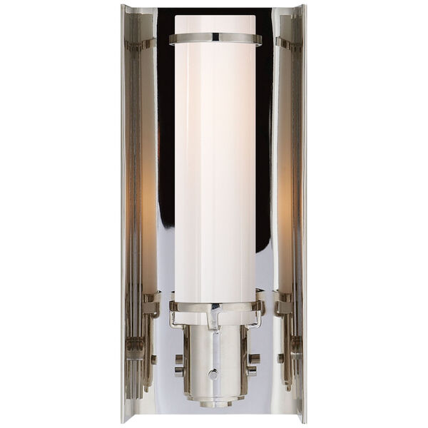 Greenwich Sconce in Polished Nickel with White Glass by Thomas O'Brien, image 1