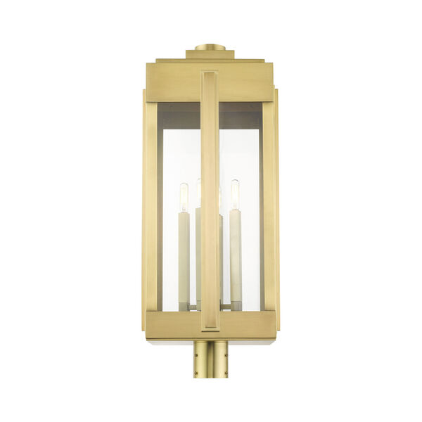 Lexington Natural Brass Four-Light Outdoor Post Lantern, image 4