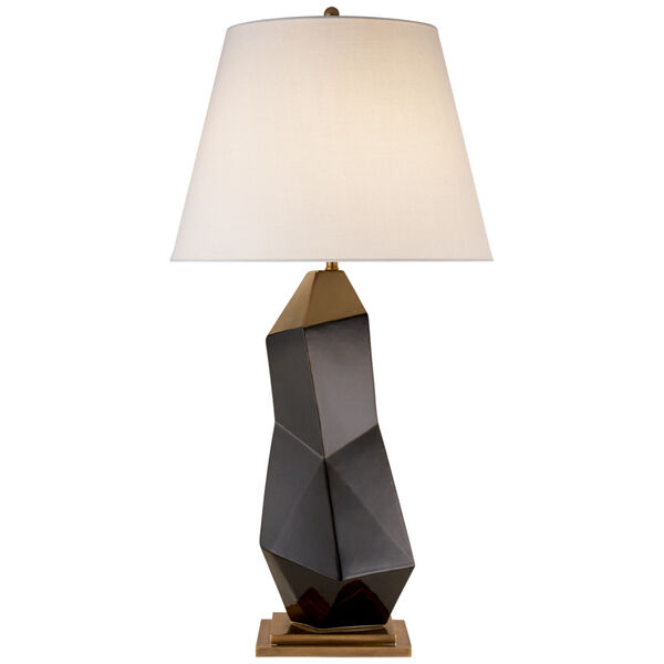 Bayliss Table Lamp in Black with Linen Shade by Kelly Wearstler, image 1