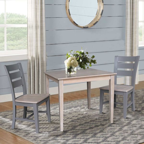 Washed Gray Clay Taupe 36 x 36 Inch Dining Table with Two Chairs, image 2