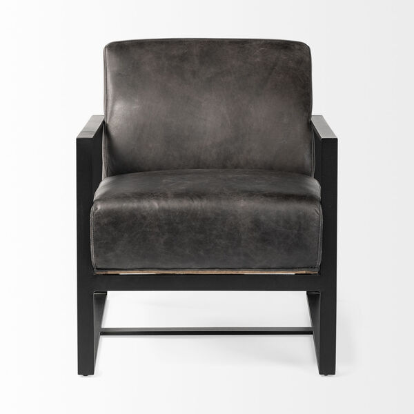 Stamford I Ebony Leather Wrapped Arm Chair, image 2