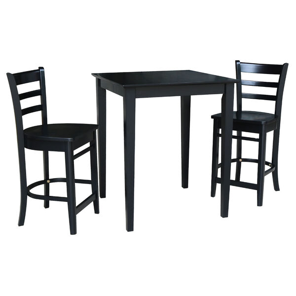 Black 30-Inch Gathering Height Table with Two Counter Stool, Three-Piece, image 2