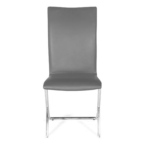 Delfin Gray and Chromed Steel Side Chair, Set of Two, image 3