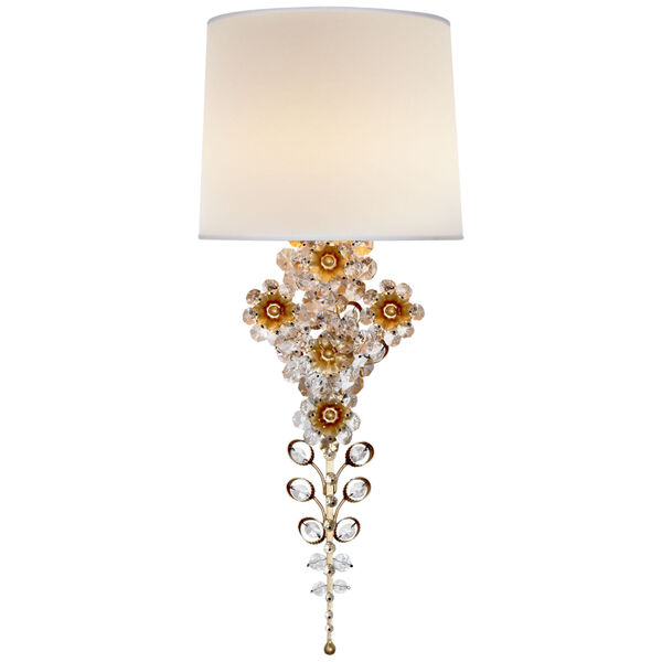 Claret Tail Sconce in Gild with Linen Shade by AERIN, image 1