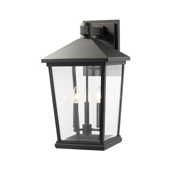 Beacon Oil Rubbed Bronze Three-Light Outdoor Wall Sconce With Transparent Beveled Glass, image 4