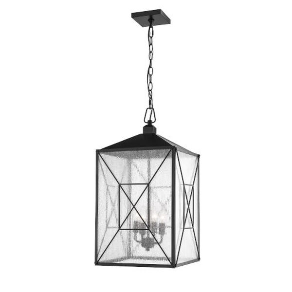 Caswell Powder Coat Black Four-Light Outdoor Hanging Lantern, image 1