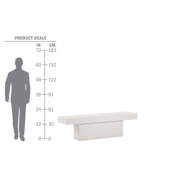 Perpetual Ivory White T-Bench Concrete Dining Bench, image 4
