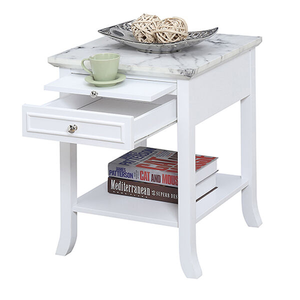 American Heritage Logan White End Table with Drawer and Slide, image 5