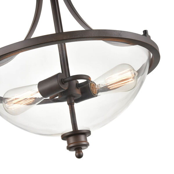 Rubbed Bronze Two-Light Chandelier With Transparent Glass, image 3