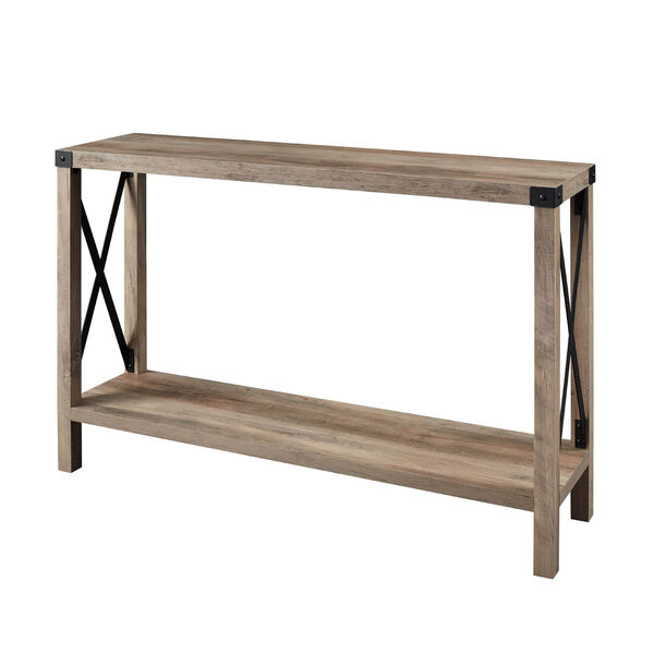 Grey 46-Inch Rustic Farmhouse Metal X Entry Table, image 5