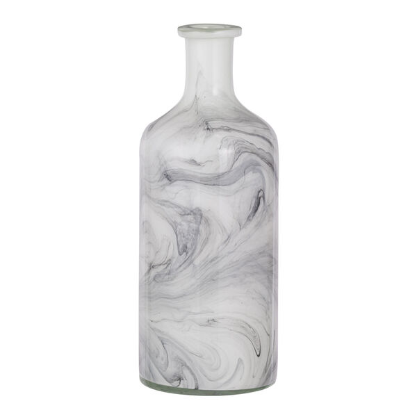 Svirla White and Black 16-Inch Swirl Vase, image 1