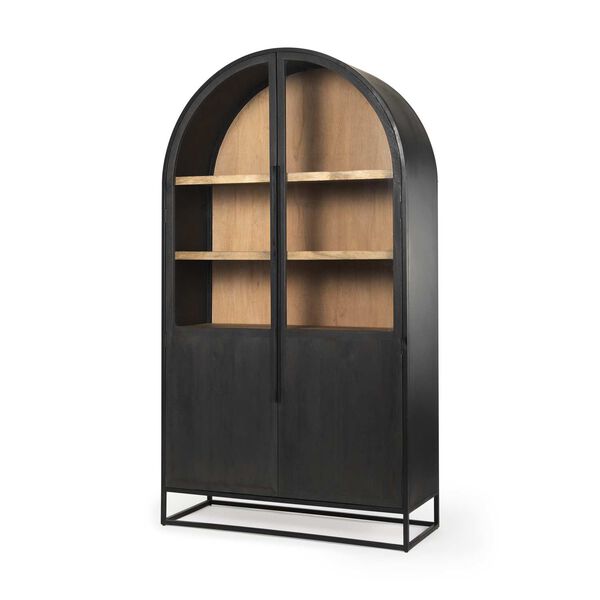 Sloan Black and Brown Metal Frame Arch Cabinet, image 1