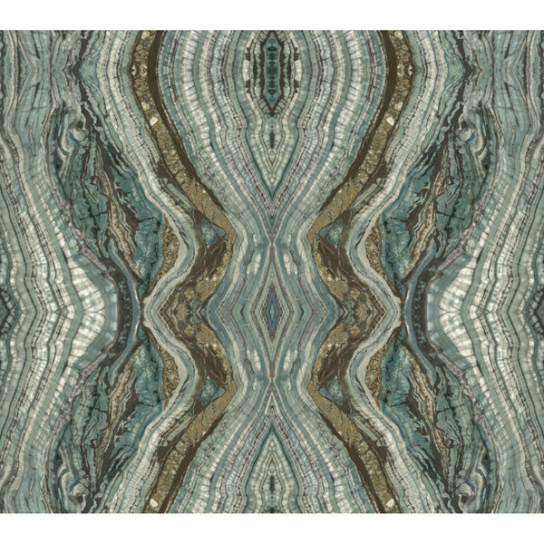 Kaleidoscope Stonework Teal Peel and Stick Wallpaper, image 2