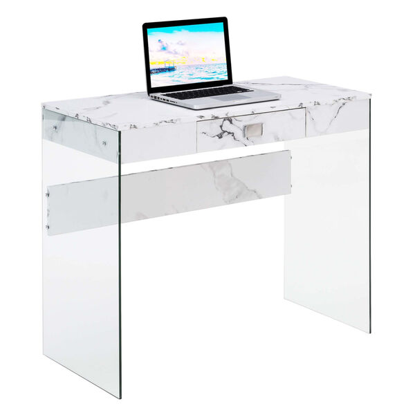 SoHo White Desk with Tempered Glass, image 2