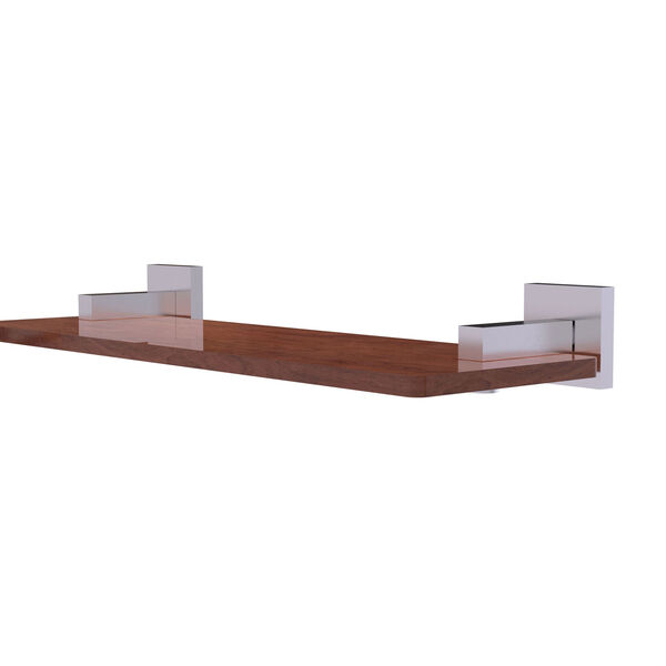 Montero Satin Chrome 16-Inch Solid IPE Ironwood Shelf, image 1