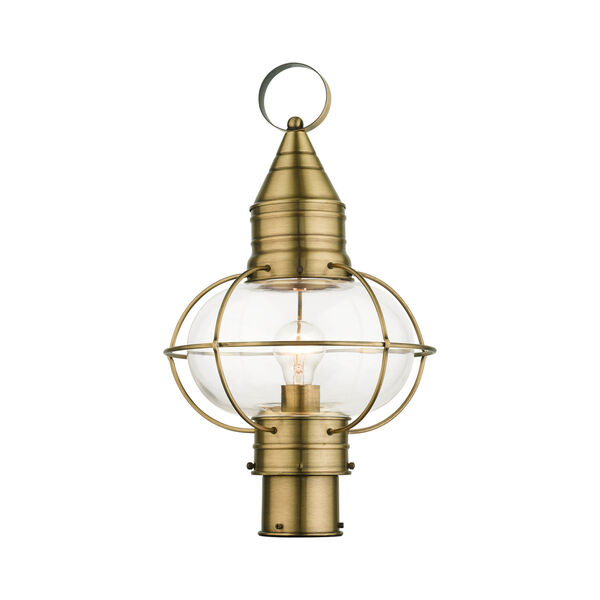 Newburyport Antique Brass 11-Inch One-Light Outdoor Post Lantern, image 1