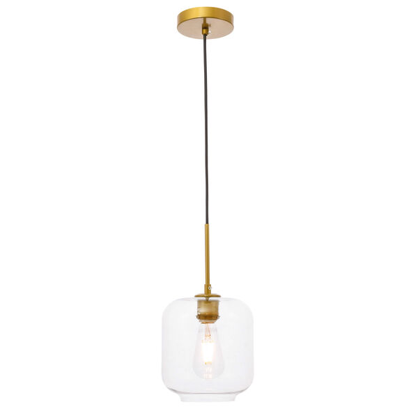 Collier Brass Seven-Inch One-Light Mini Pendant with Clear Glass, image 1